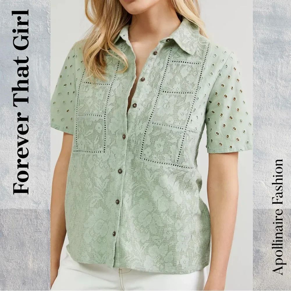 Forever That Girl Fern Button down blouse Size 2X NWT